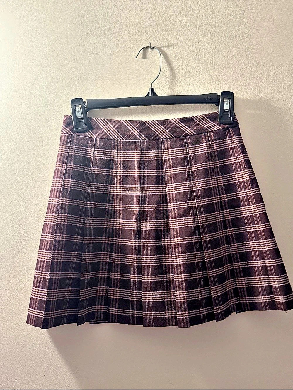 Sunday Best Plaid A-Line Skirt Purple & Black Like New